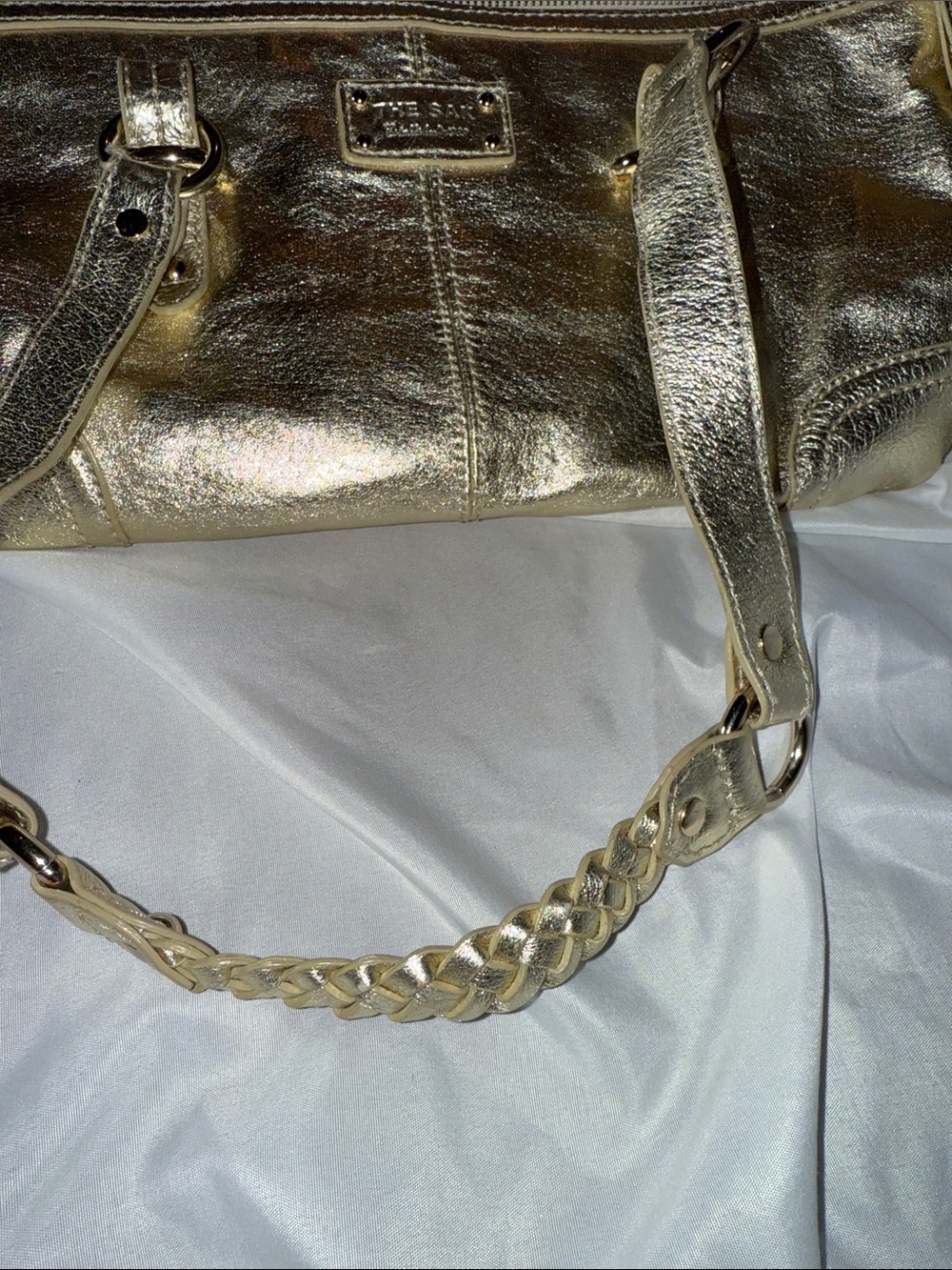 Gold Metallic The Sac Women’s Satchel Handbag - Picture 2 of 4
